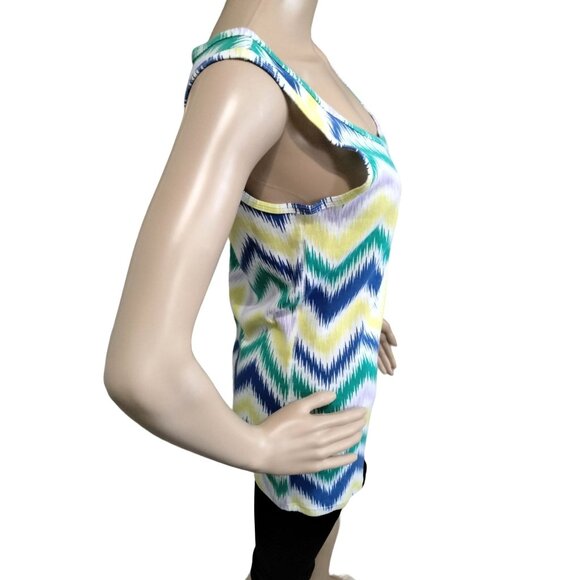 Faded Glory Multicolor Casual Scoop Neck Chevron Print Sleeveless Tank Top XXL - Picture 4 of 6